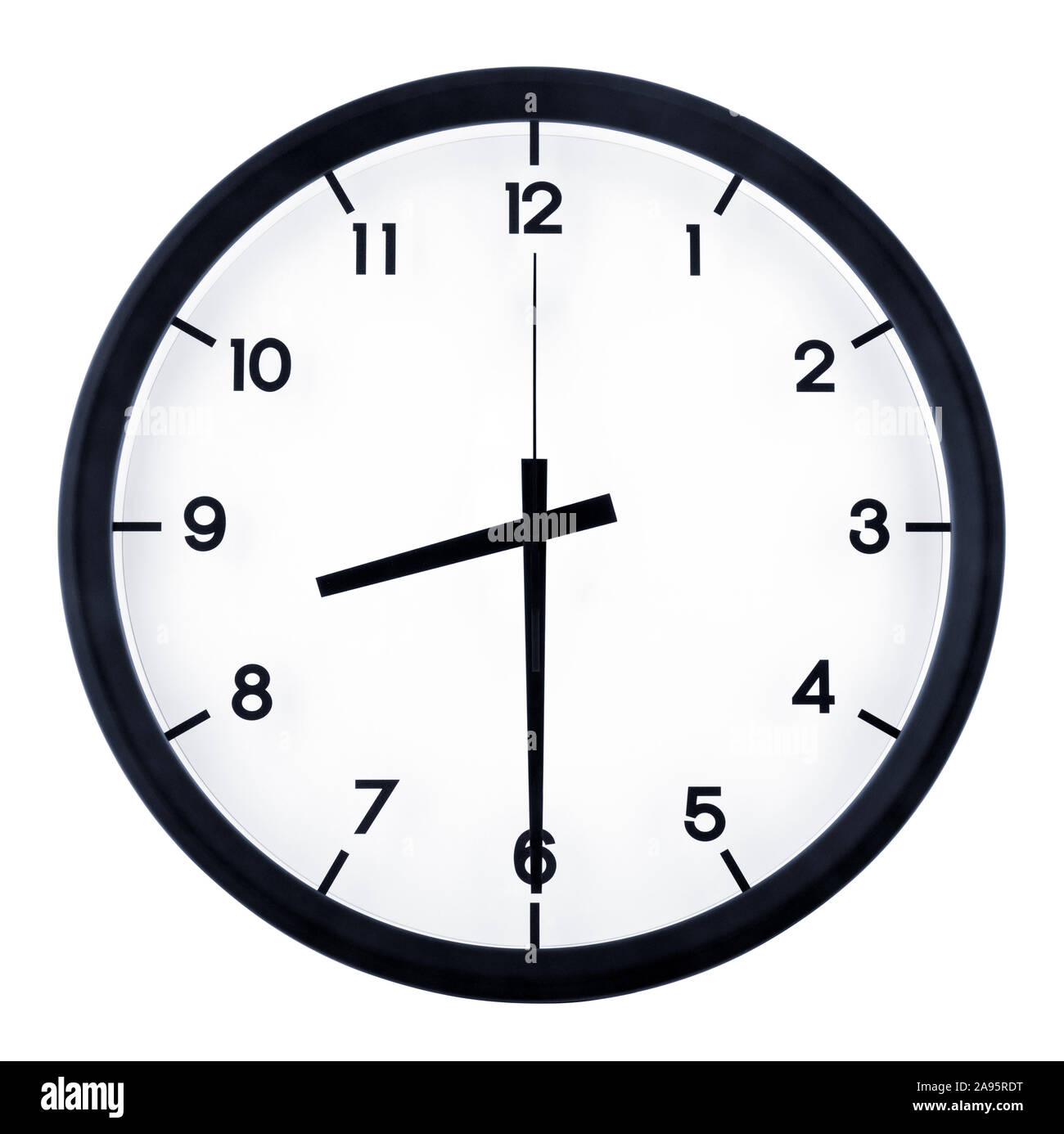 Classic analog clock pointing at 8 o'clock, isolated on white