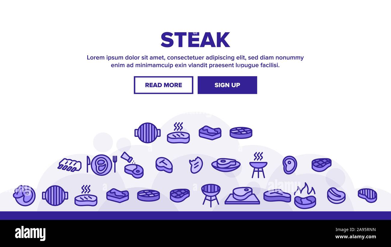 Meat Steak Landing Header Vector Stock Vector Image & Art - Alamy