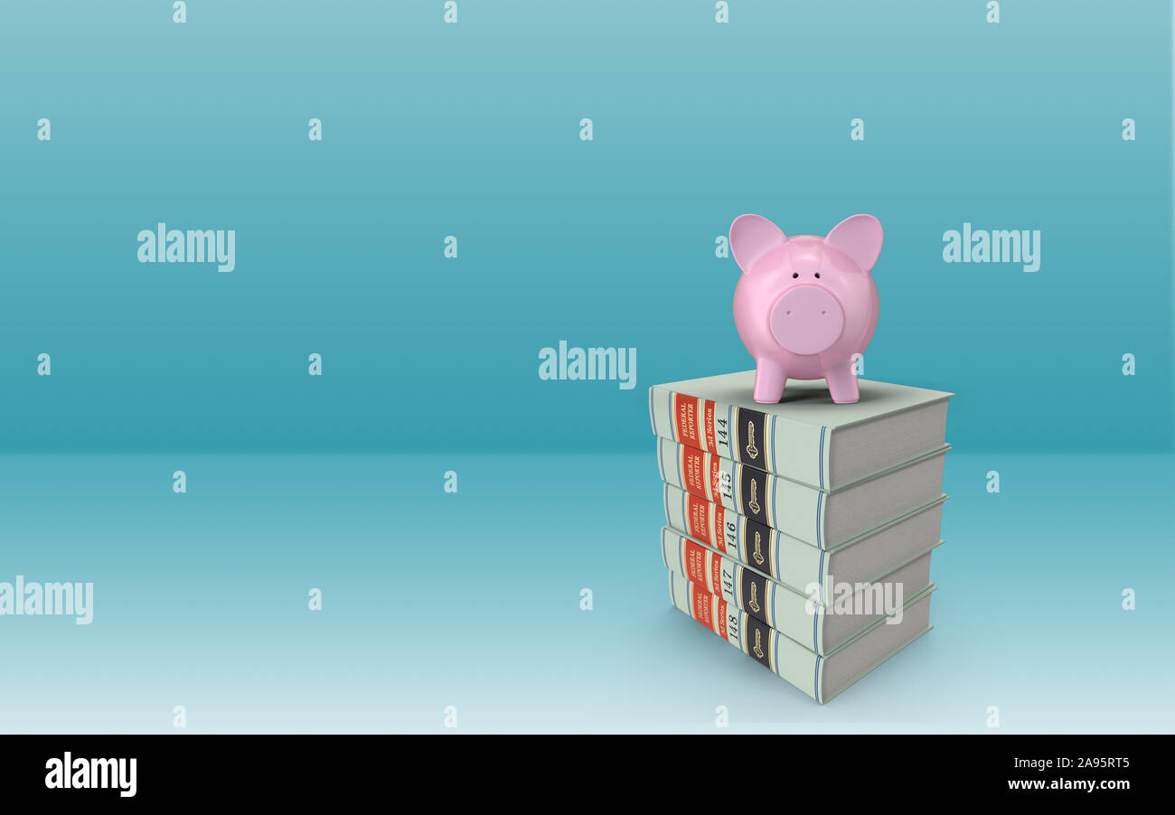 Piggy Bank Is Sitting Over School Books And Celebrating Graduation