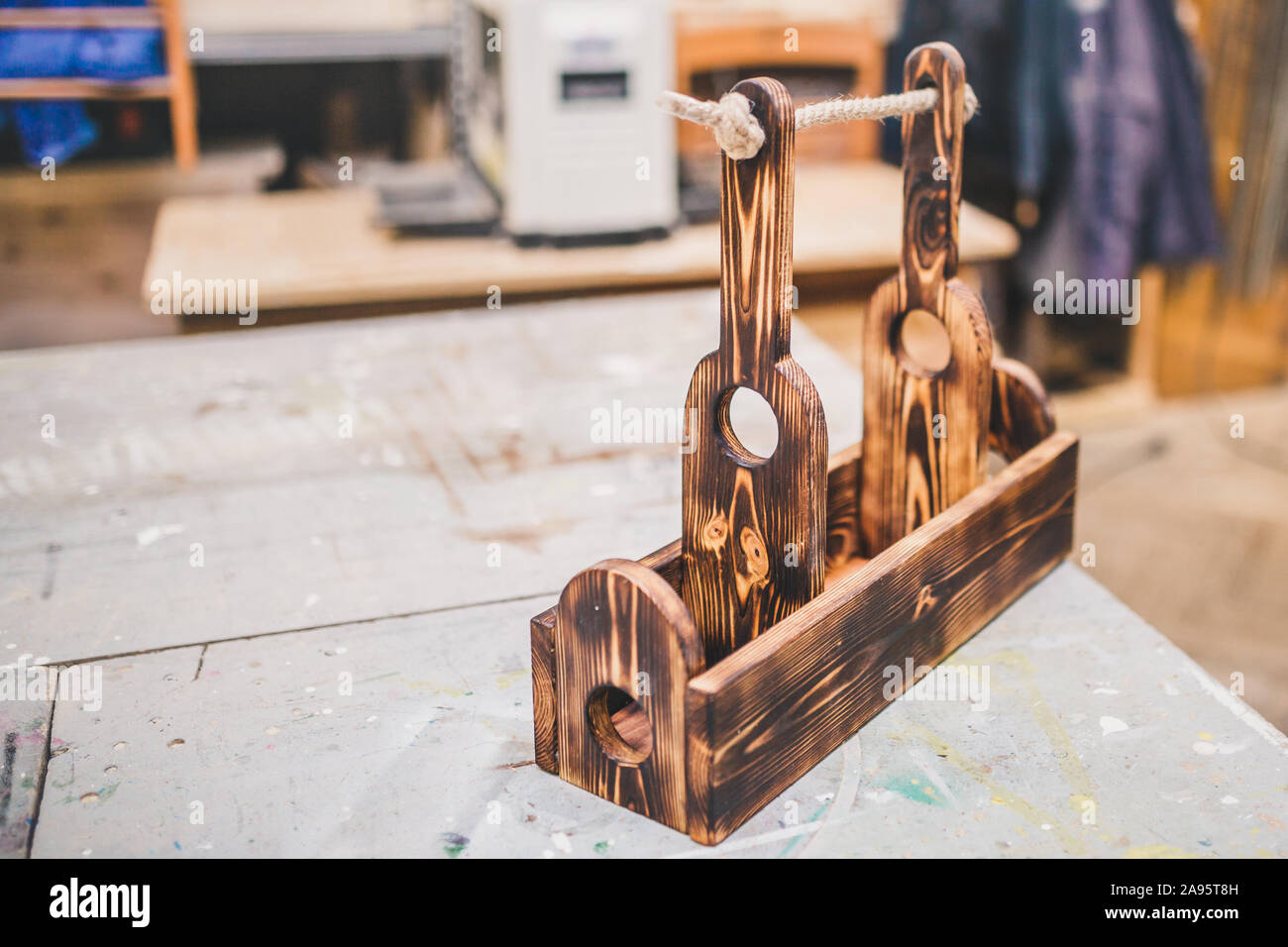 Carpentry workshop - handmade wooden stand for a bottle of wine and ...