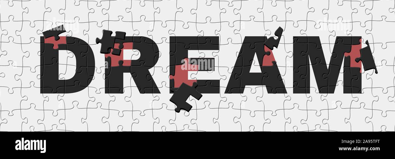 Dream Success And Goal Motivation Puzzle Missing Piece Vector 