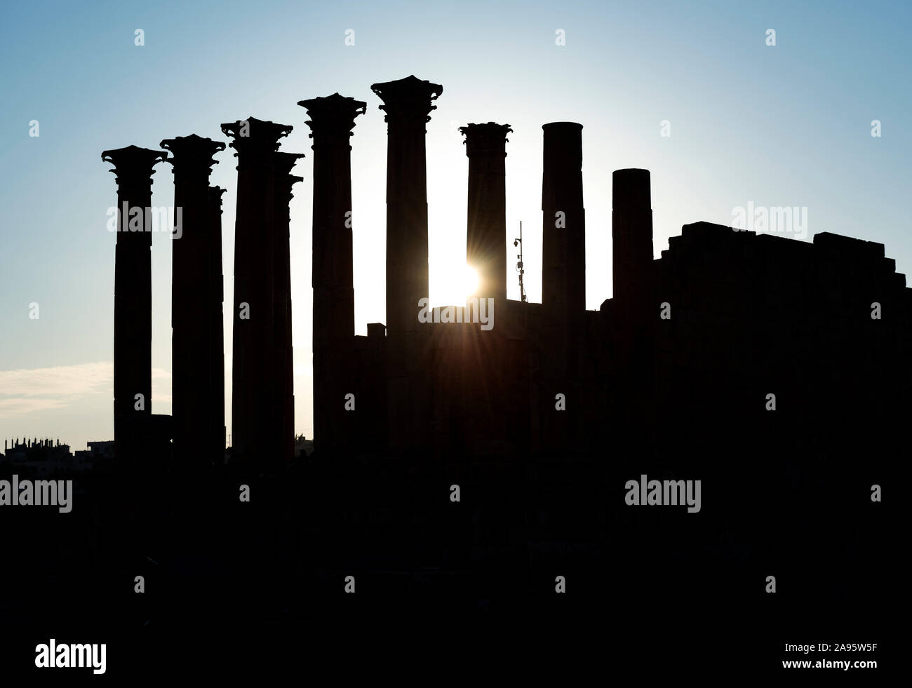 Temple of Artemis at sunset, Jerash, Jordan Stock Photo