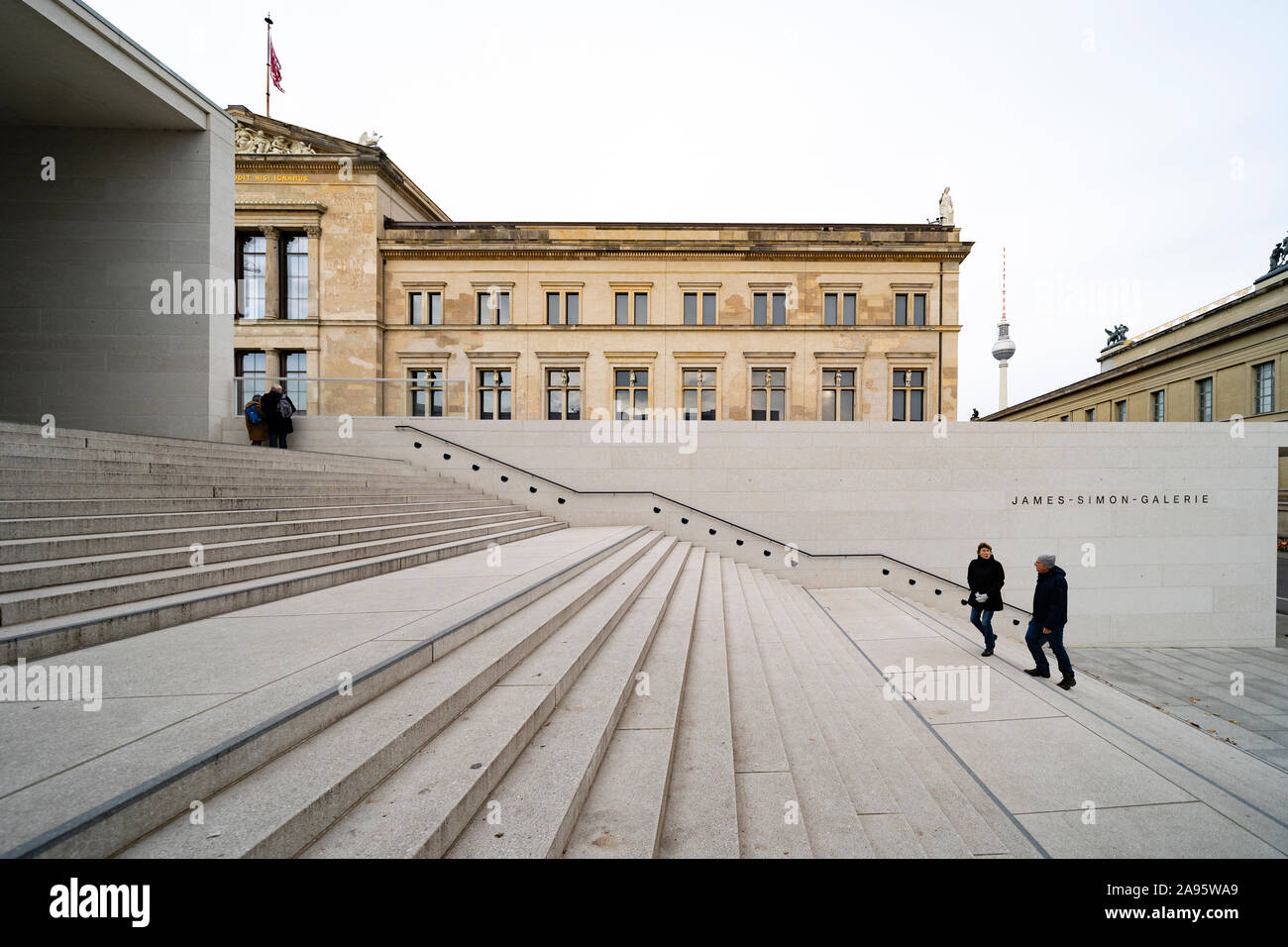 View of exterior of James Simon Galerie at Museum Island , Museumsinsel in Mitte Berlin, Germany, Architect David Chipperfield. Stock Photo