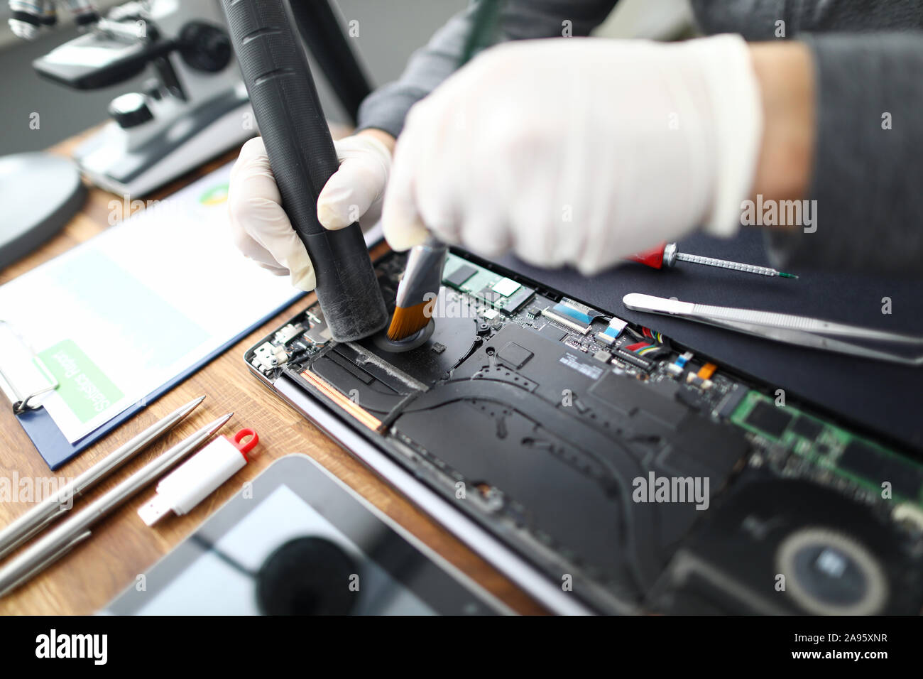 Computer service cleaning PC dust Stock Photo Alamy