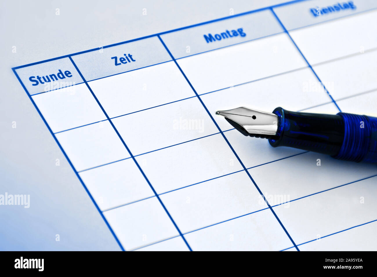 German school time table with hours time and weekdays Stock Photo Alamy