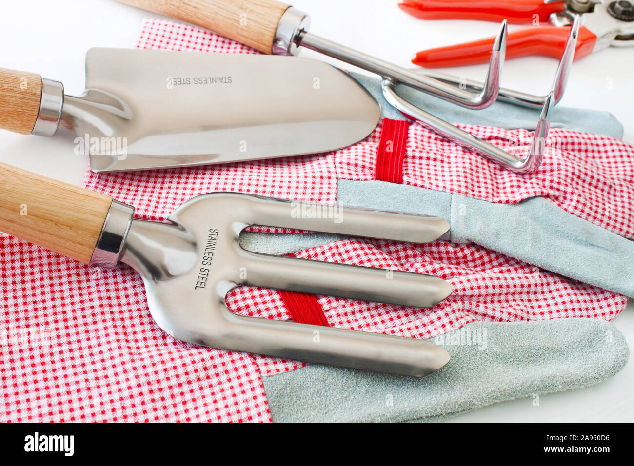 Gardening tools and gloves close up Stock Photo Alamy