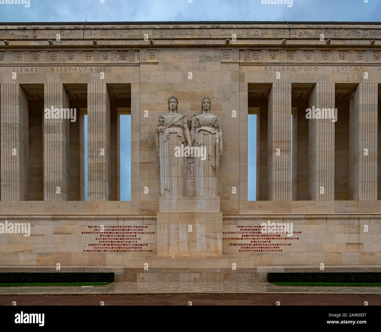The Château-Thierry American Monument is memorial, dedicated in 1937, commemorating the achievements of US forces in WWI Stock Photo