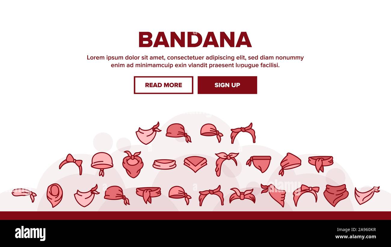 Bandana Hats Landing Web Page Header Banner Template Vector. Bandana Windy  Hair Dressing, Headband For Woman Hairstyle, Cowboy Face Mask Illustration  Stock Vector Image & Art - Alamy