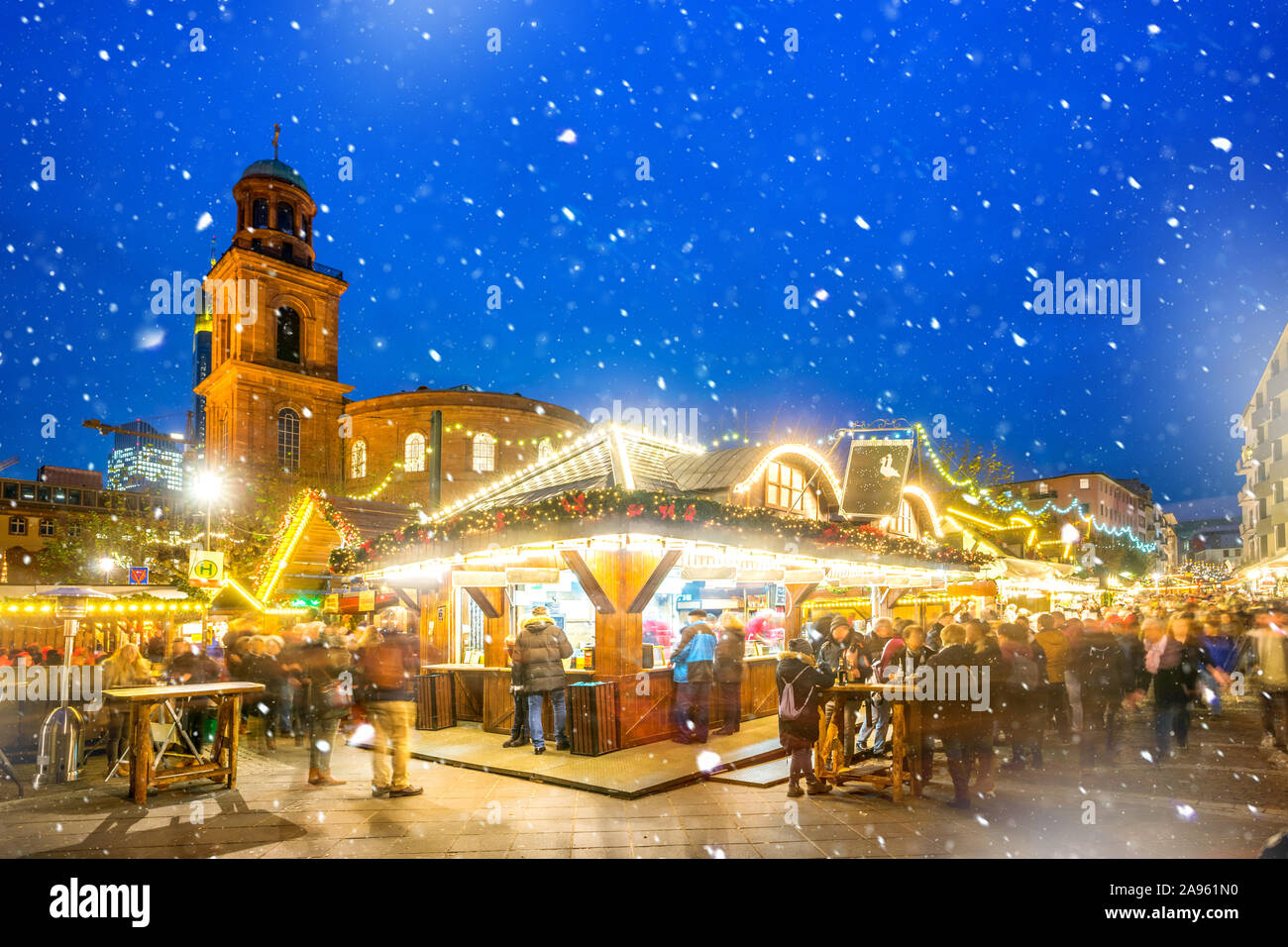 Christmas Market in Frankfurt am Main, Hessen Germany Stock Photo