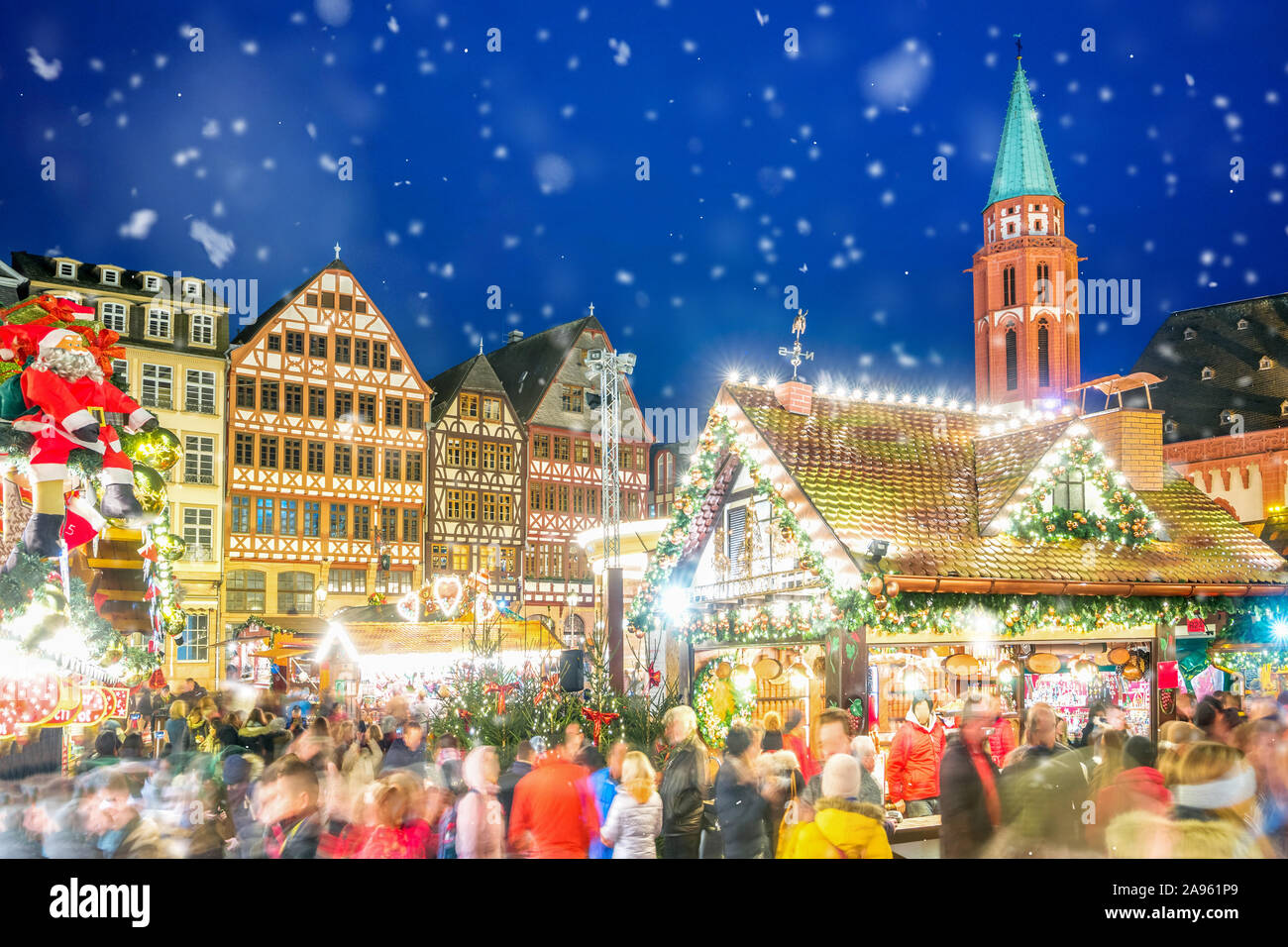 Christmas Market in Frankfurt am Main, Hessen Germany Stock Photo