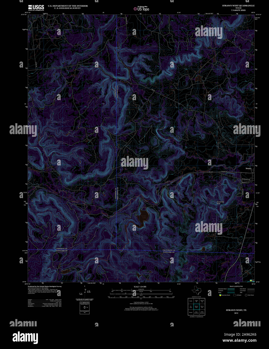 USGS TOPO Map Texas TX Strawn West 20121116 TM Inverted Restoration