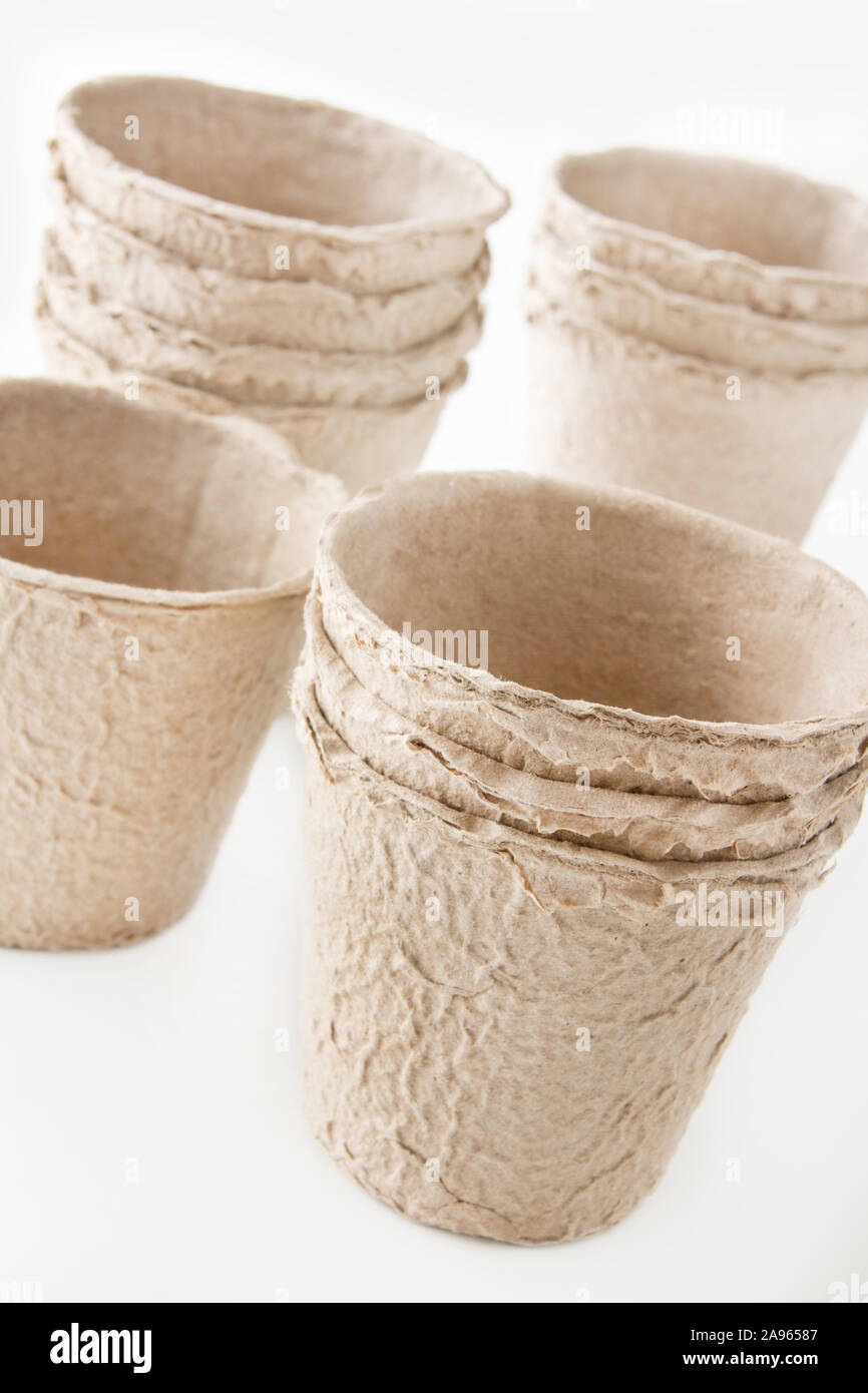Various Cardboard Flower Pots Gardening Supplies Stock Photo Alamy