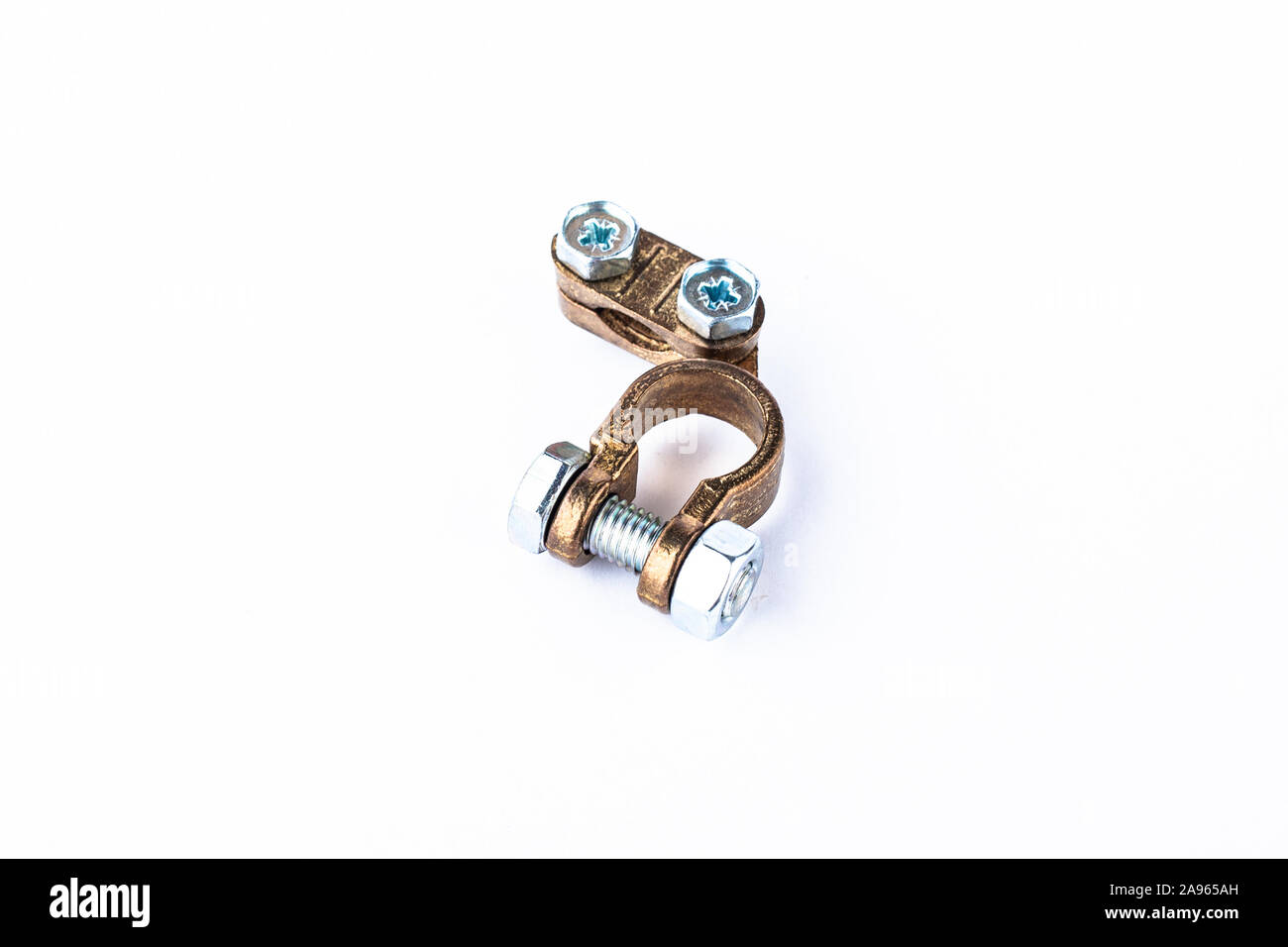 Negative battery terminal connector with L shape for car. Car electric