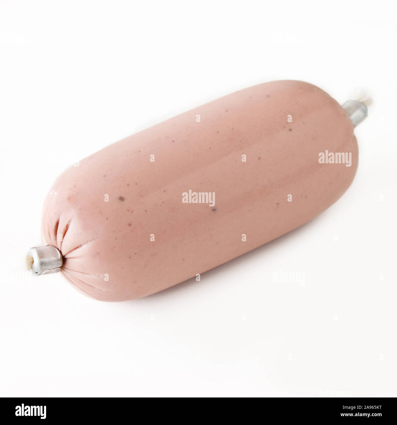 Liverwurst against white background Stock Photo Alamy