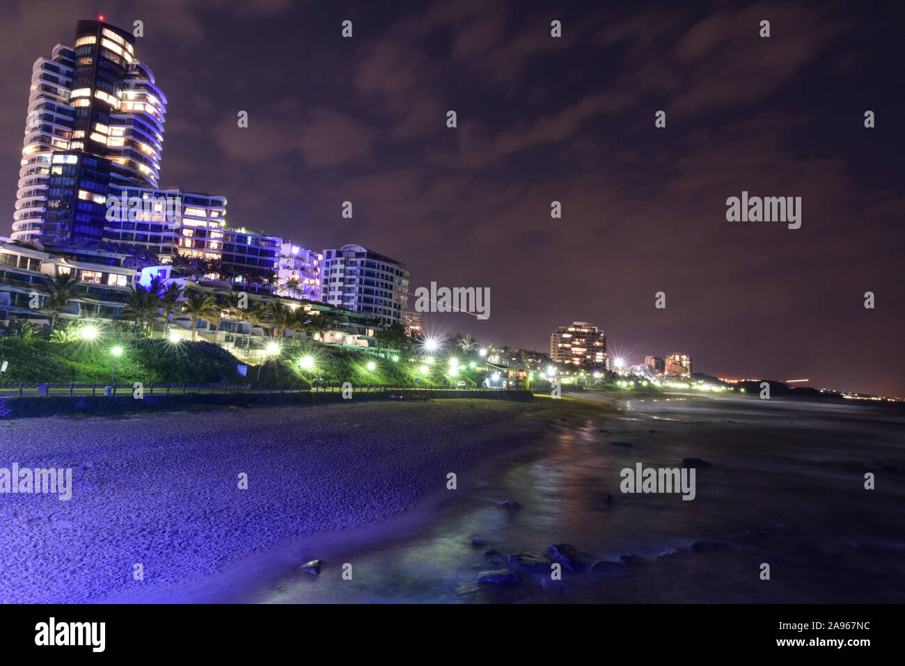 Umhlanga beach with the buildings at the background, Durban, South Africa Stock Photo