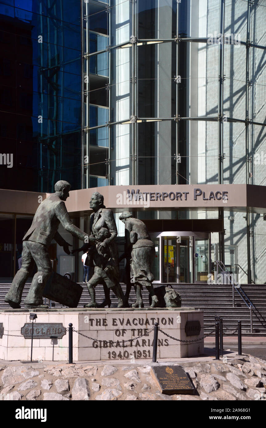 The Evacuation Memorial Bronze Statue of Gibraltarians by Sculptor Jill