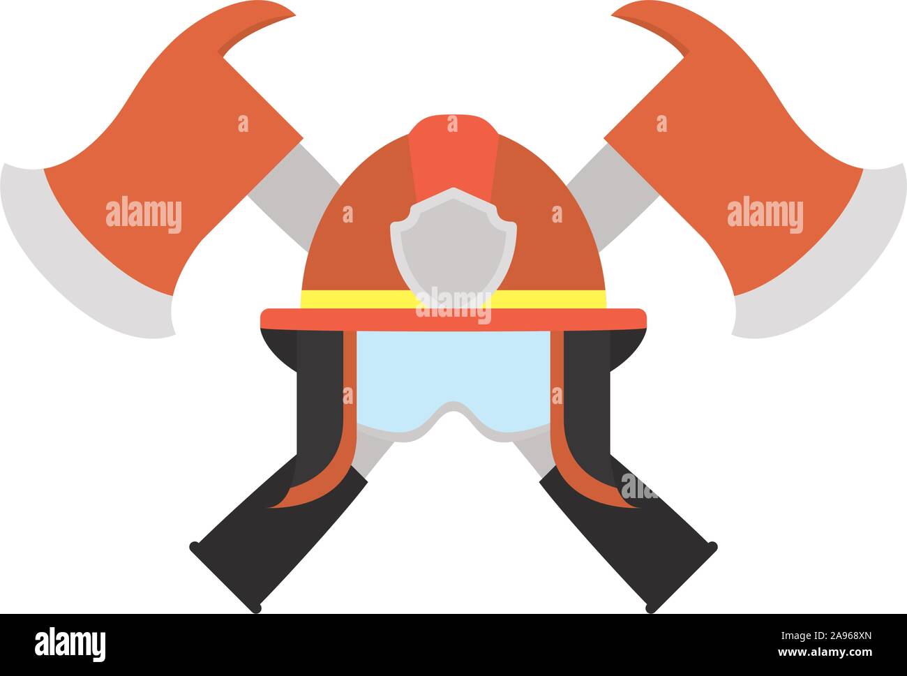 firefighter helmet with axes flat style icon vector illustration design ...