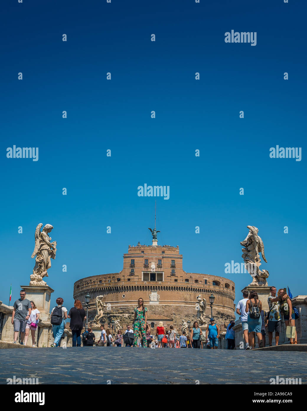 Sant'Angelo Castle and Bridge  in Rome, Italy Stock Photo