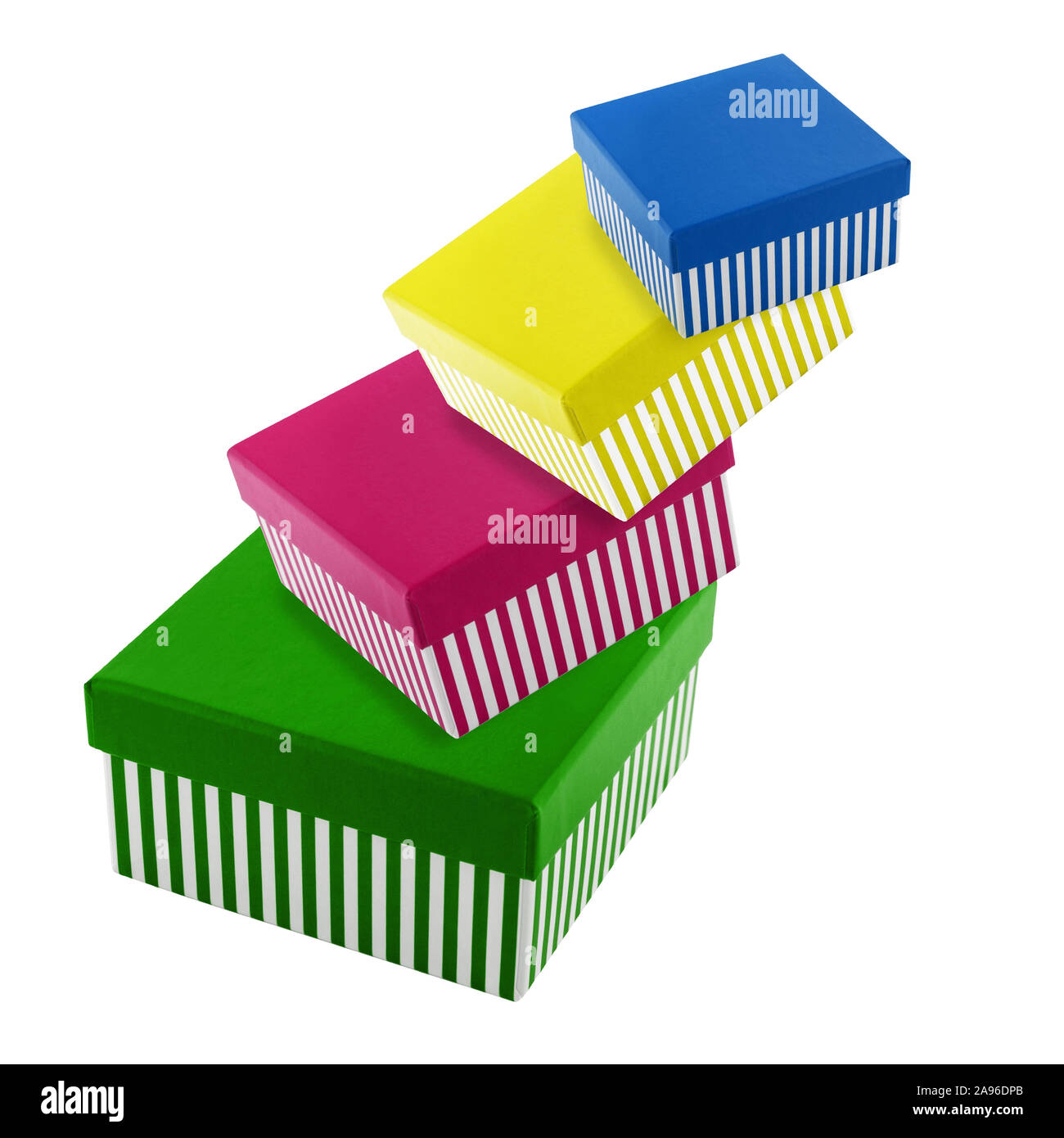 Gift boxes isolated against white background Stock Photo