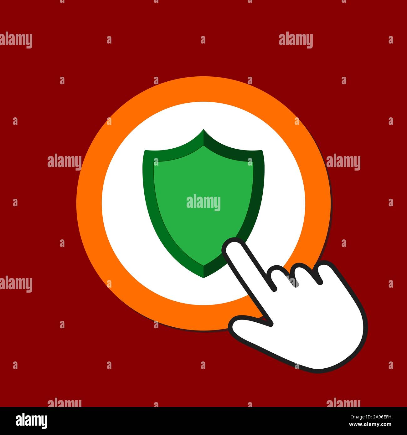 Shield icon. Guard, protectionl concept. Hand Mouse Cursor Clicks the