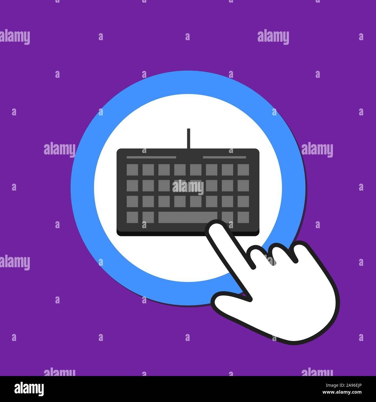 Keyboard icon. Manual input concept. Hand Mouse Cursor Clicks the ...