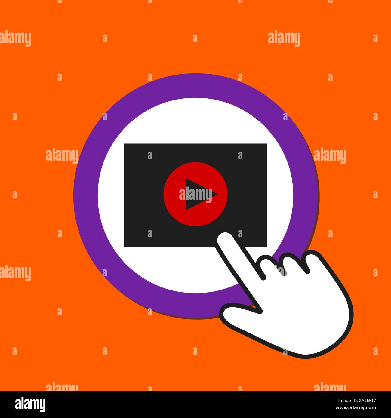 Hand press play icon for start media concept Vector Image