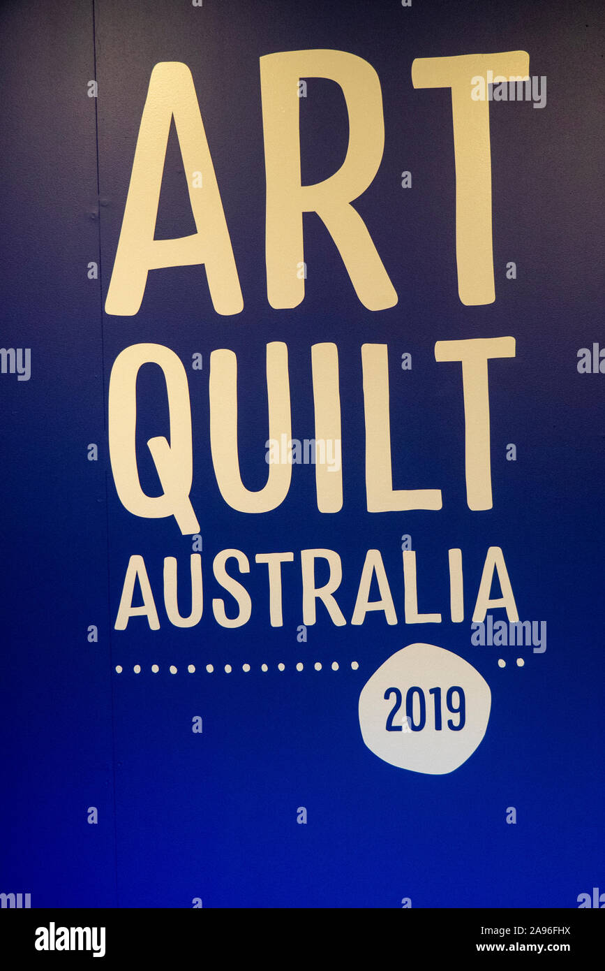 Sign at entrance to Art Quilt Australia 2019 exhibition of artistic