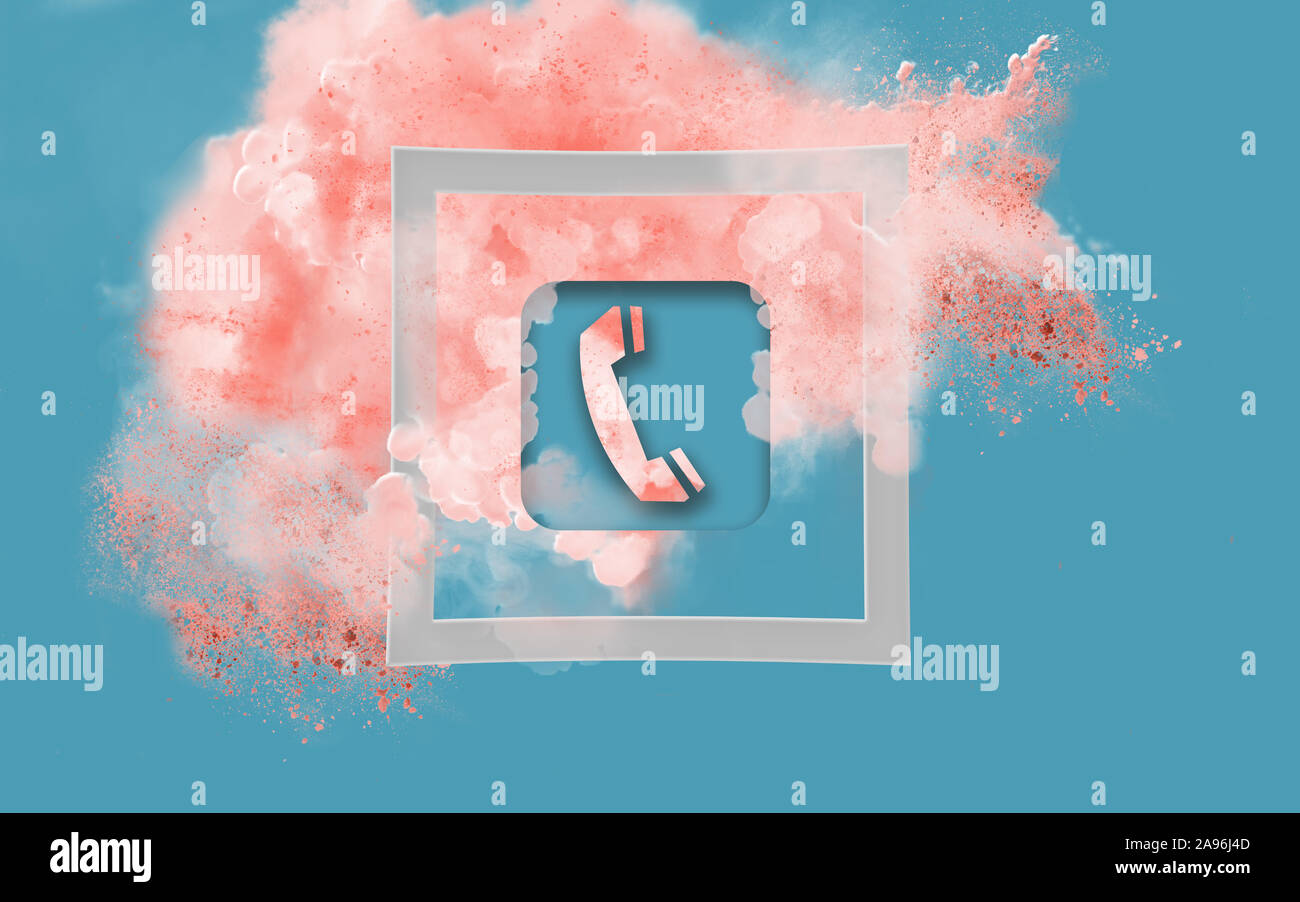 Telephone Symbol On Abstract Pastel Coral Pink Color Paint With Pastel Blue Background Fluid Creative Concept Composition With Copy Space Minimal Na Stock Photo Alamy