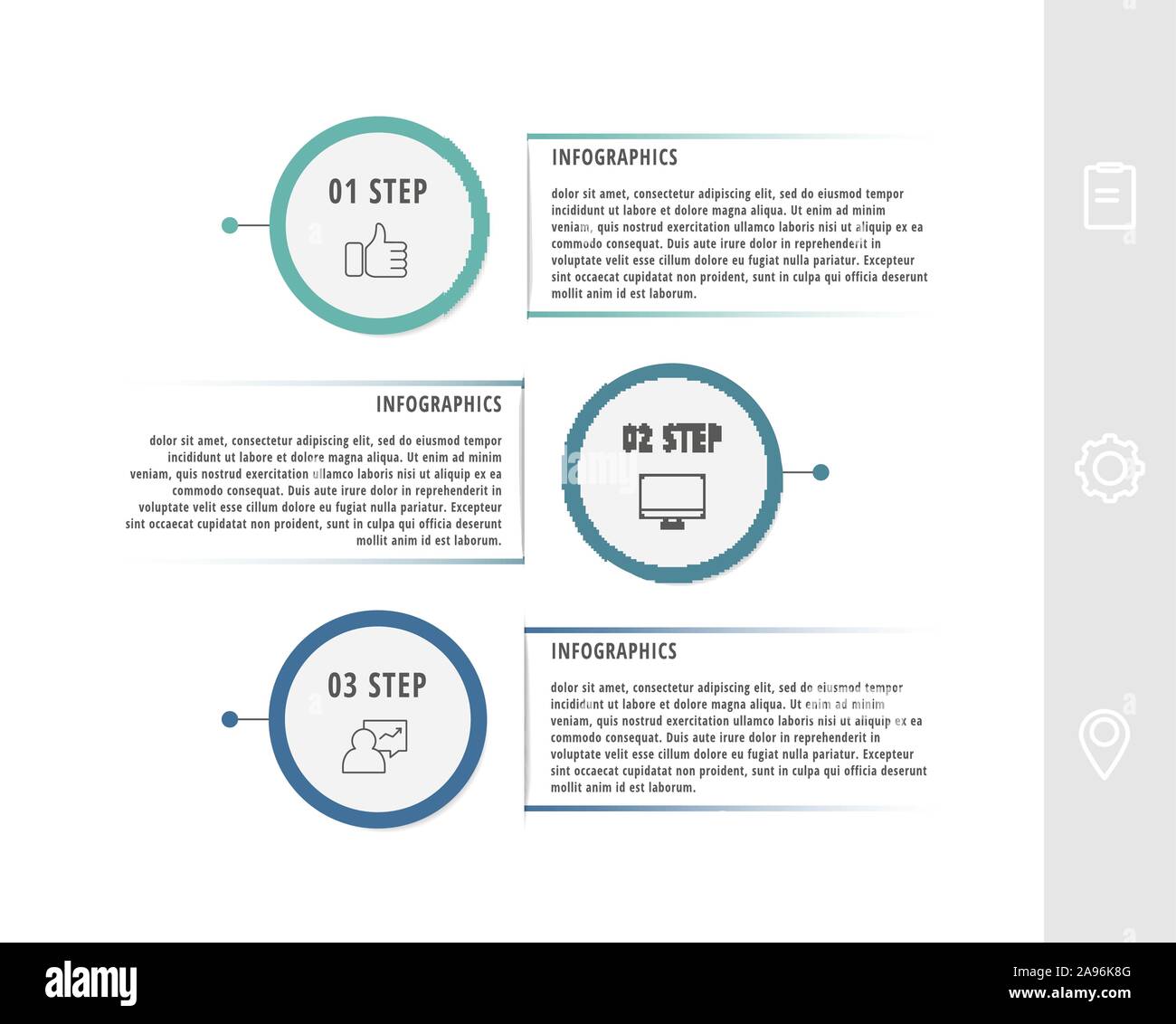 Vector flat template circle infographics. Business concept with 3 ...