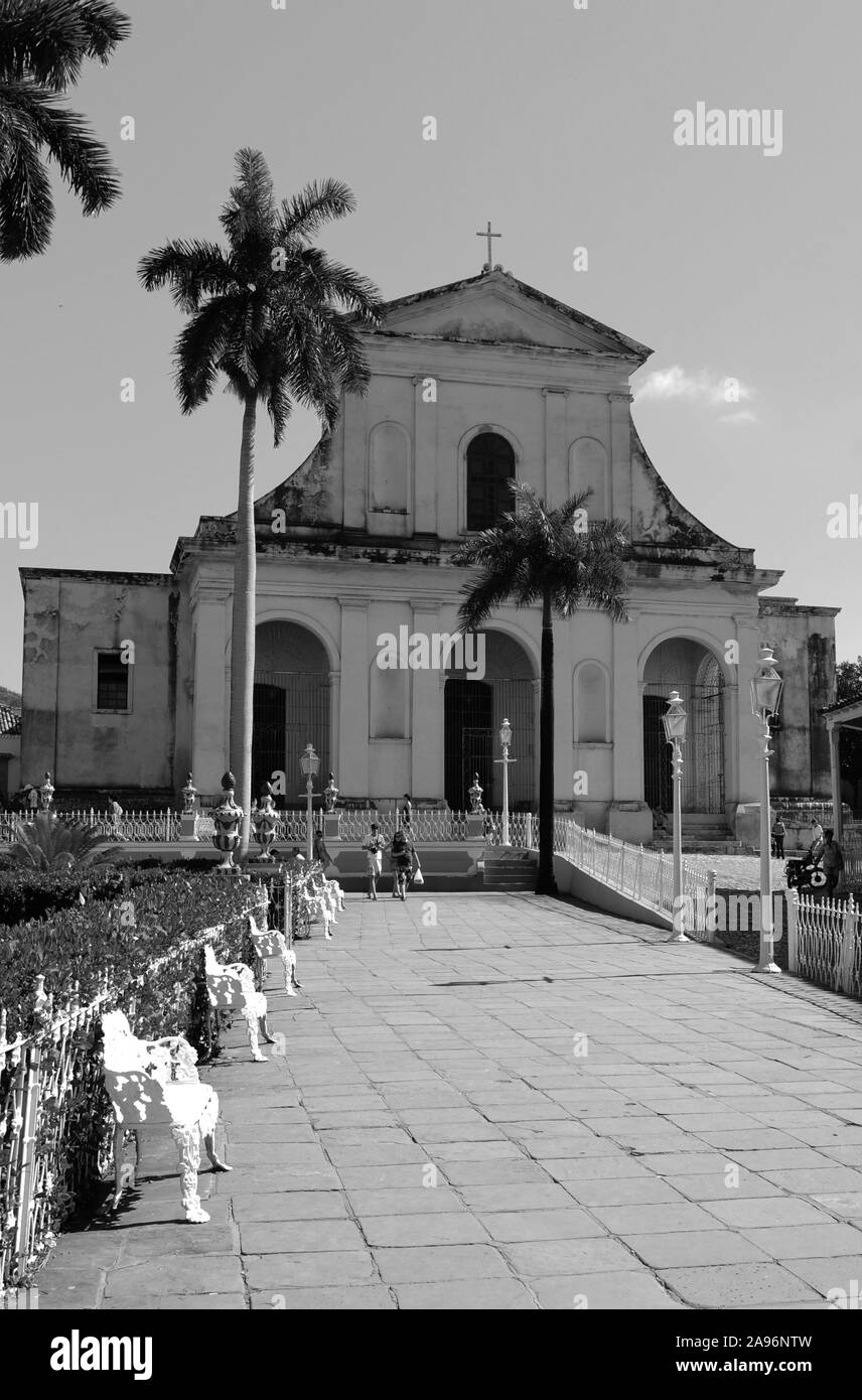 Cuba: The historic church of the holy trinity in Trinidad City Stock Photo