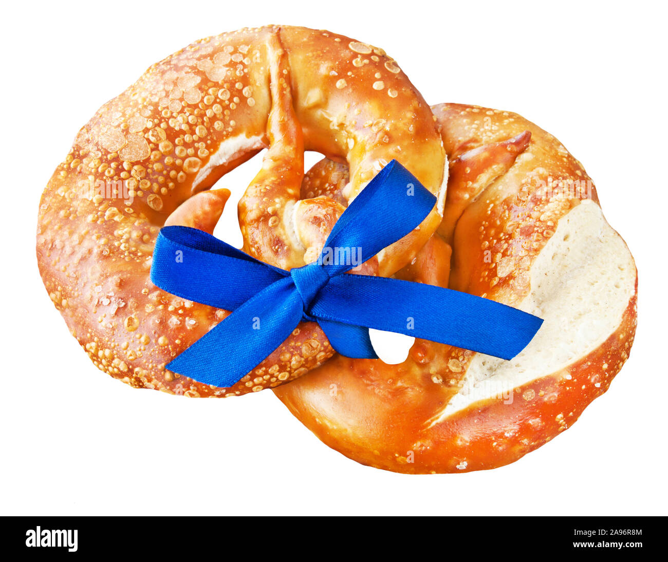 Pretzel against white background Stock Photo