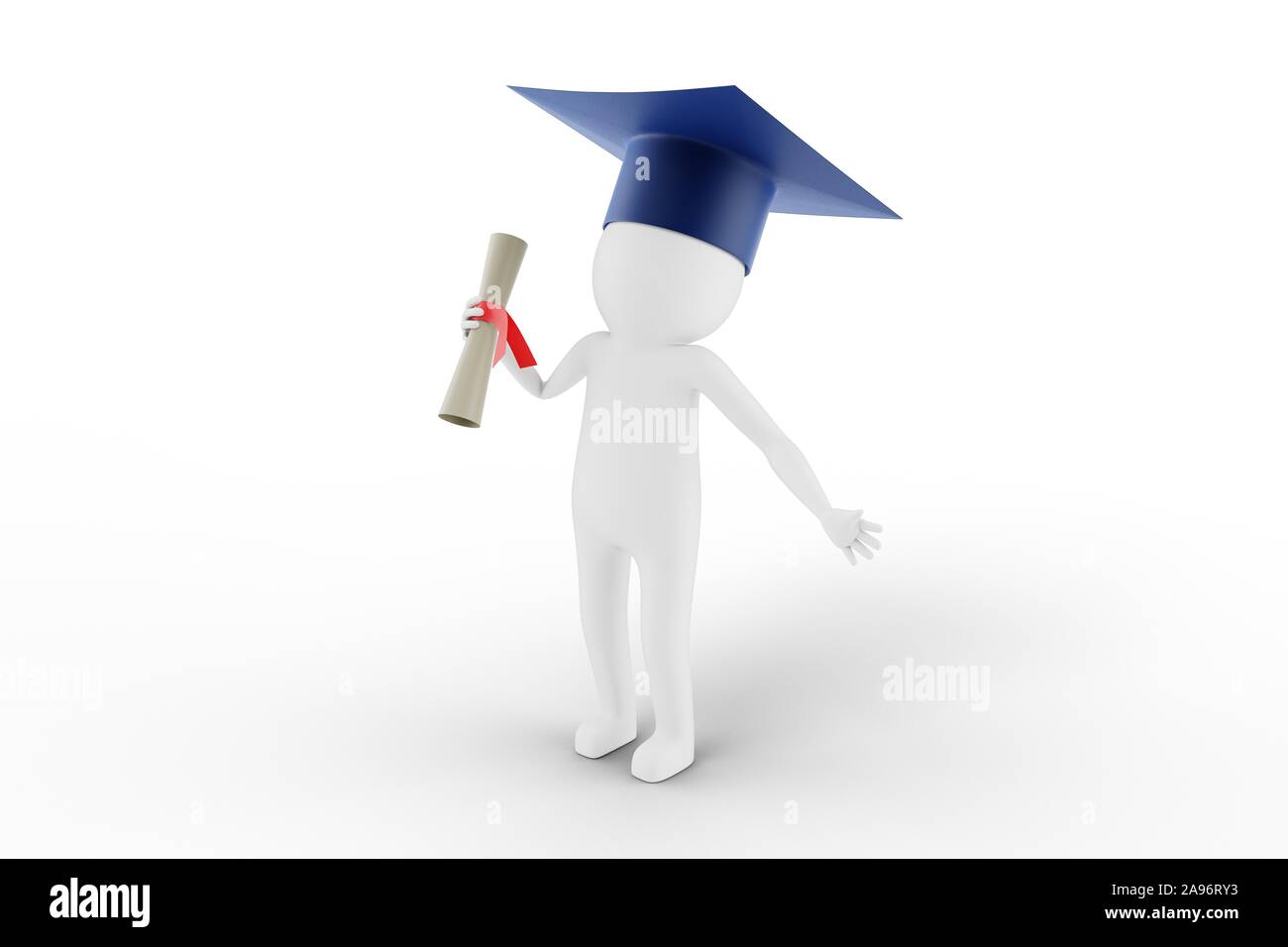 3d Man Is Holding A Bachelor S Degree Against White Background High Quality 3d Render Easy To Crop For Your Design Needs 3d Rendering Stock Photo Alamy