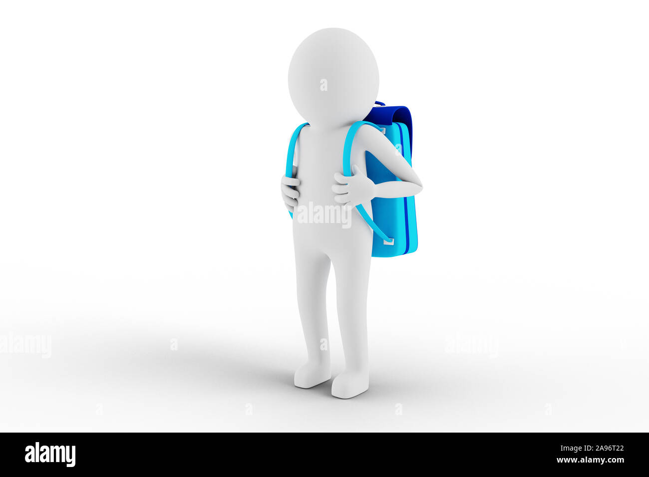 3D Man is travelling with a backpack against white background. High ...