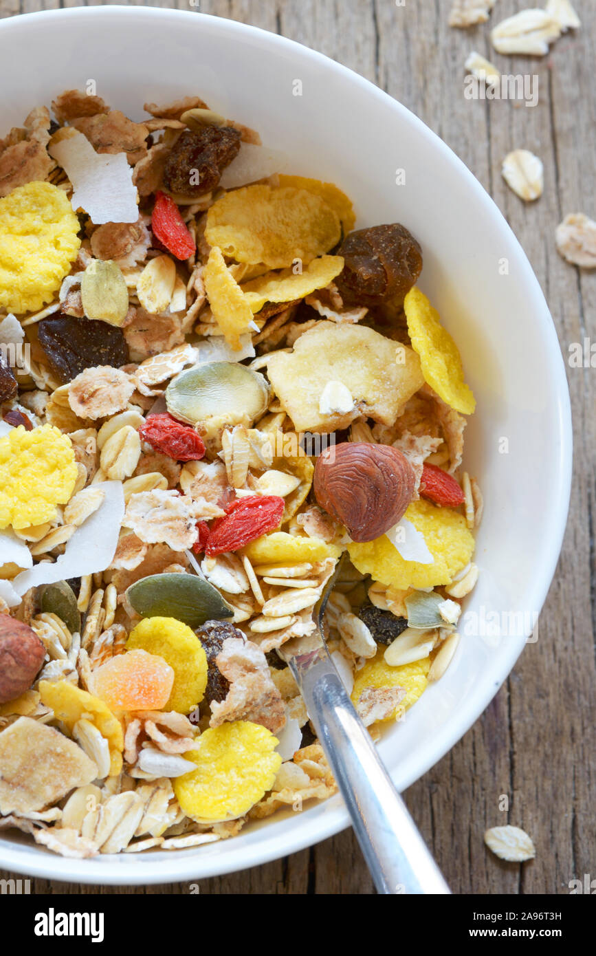 Bowl Of Healthy Dried Cereals Stock Photo Alamy