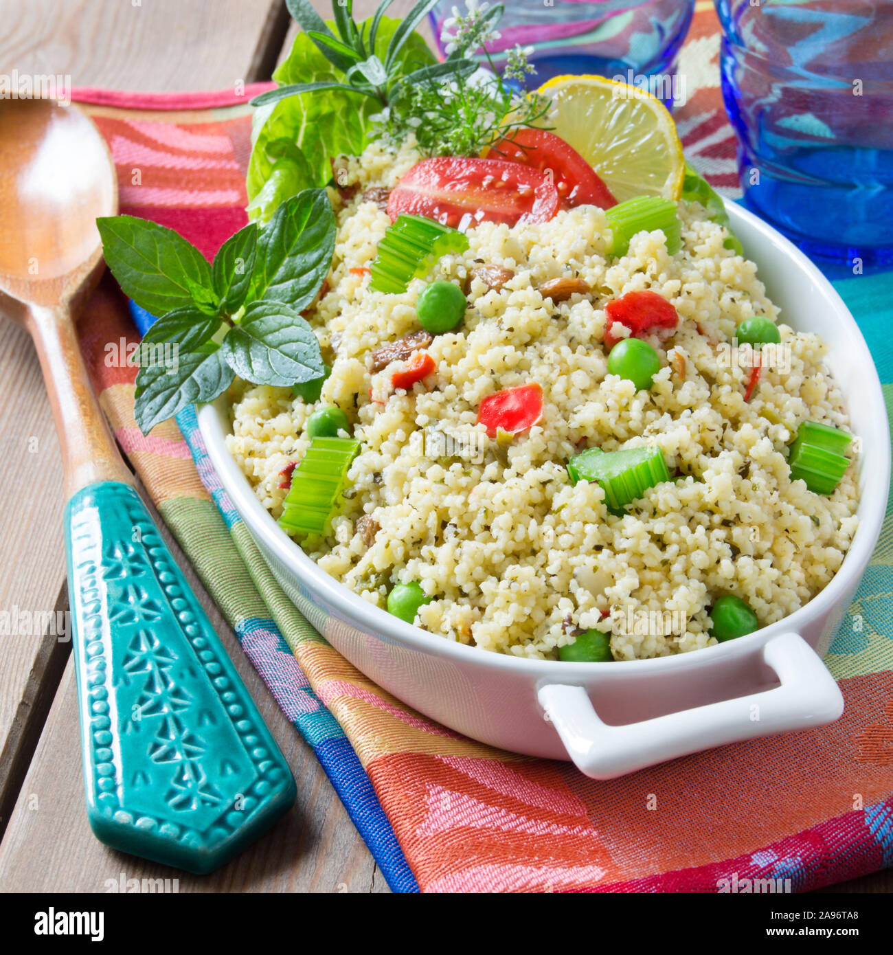 Couscous and vegetables vegetarian dish Stock Photo Alamy