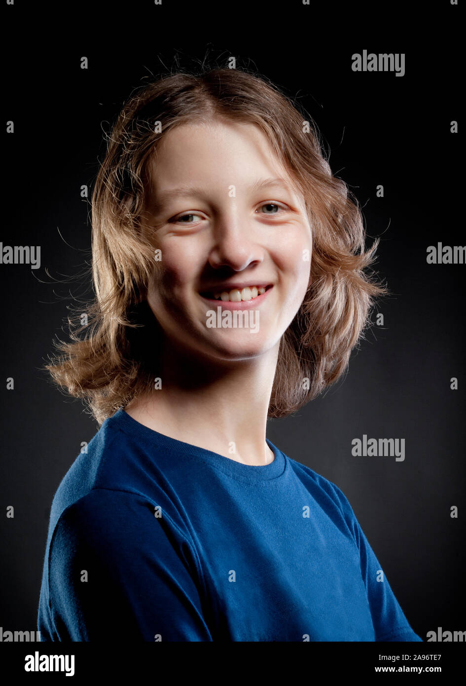 Portrait of a Teenage Boy with Brown Hair Stock Photo Alamy