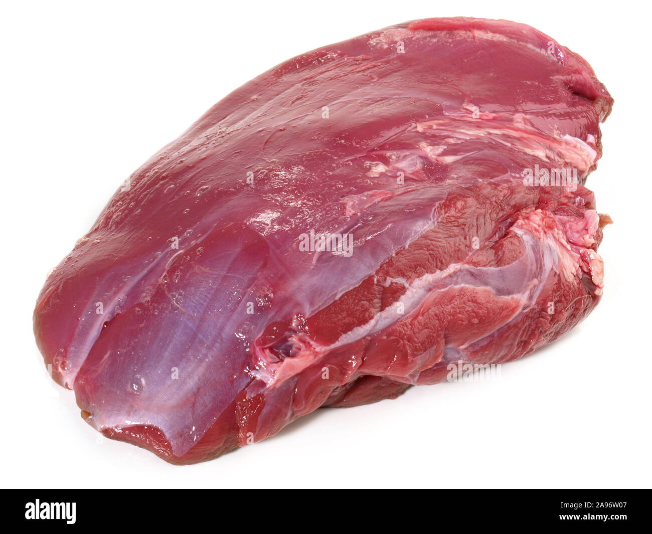 Deer - Raw Wild Game Meat on white Background Stock Photo