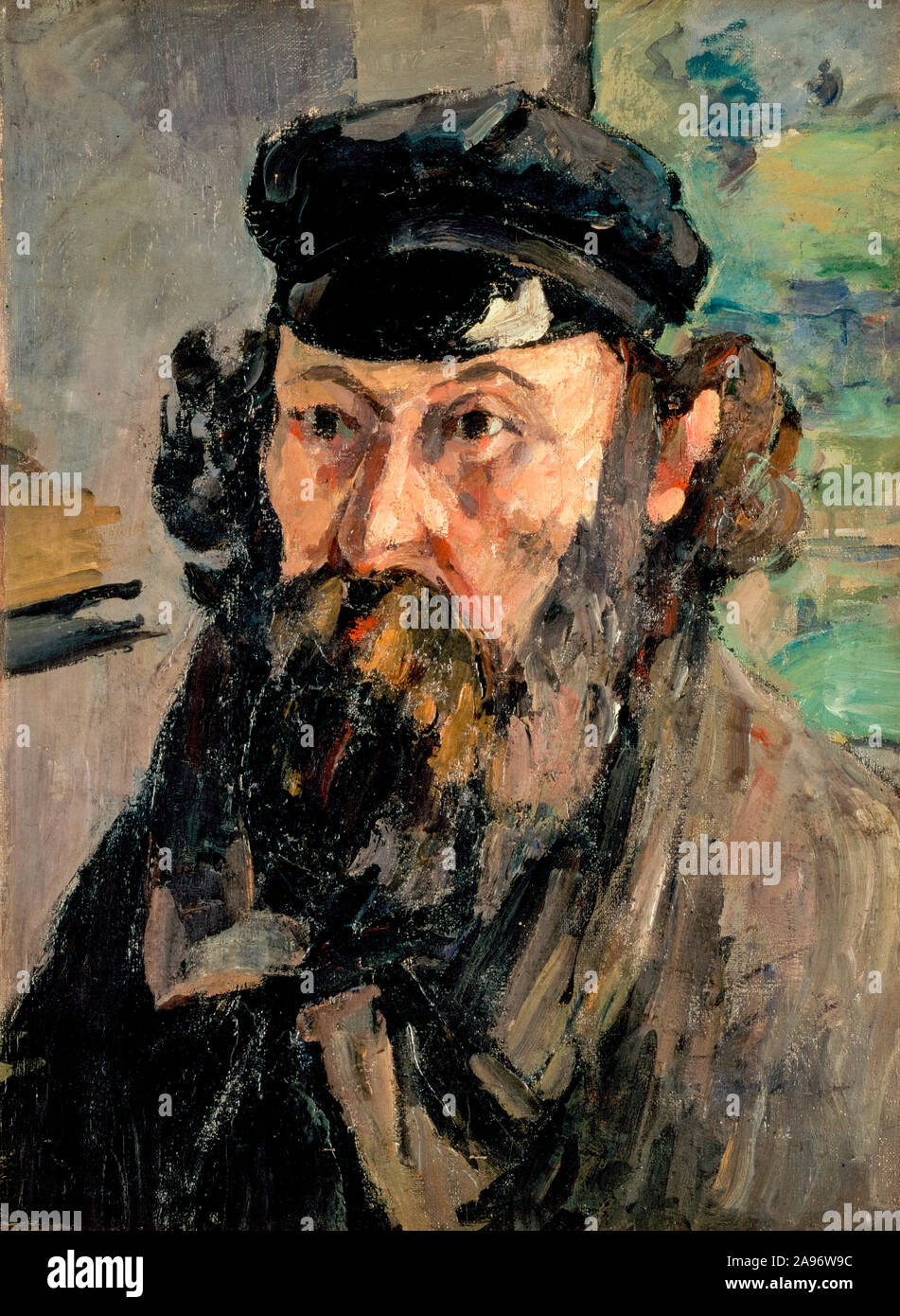 Paul Cezanne, Self-Portrait in a Casquette, painting, circa 1872 Stock Photo