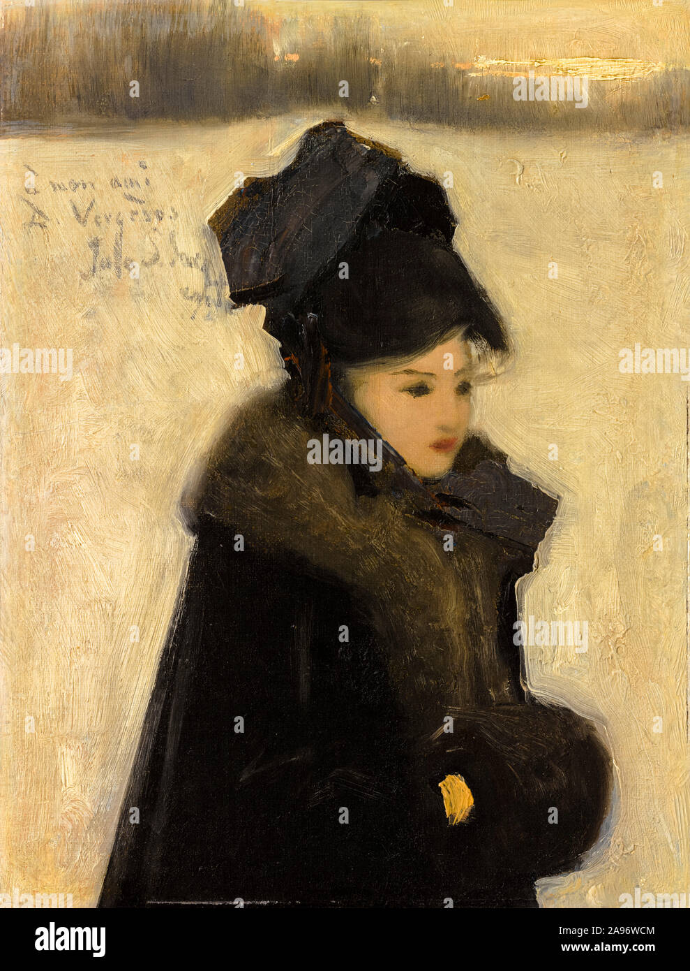 John Singer Sargent, Woman with Furs, painting, 1880-1885 Stock Photo