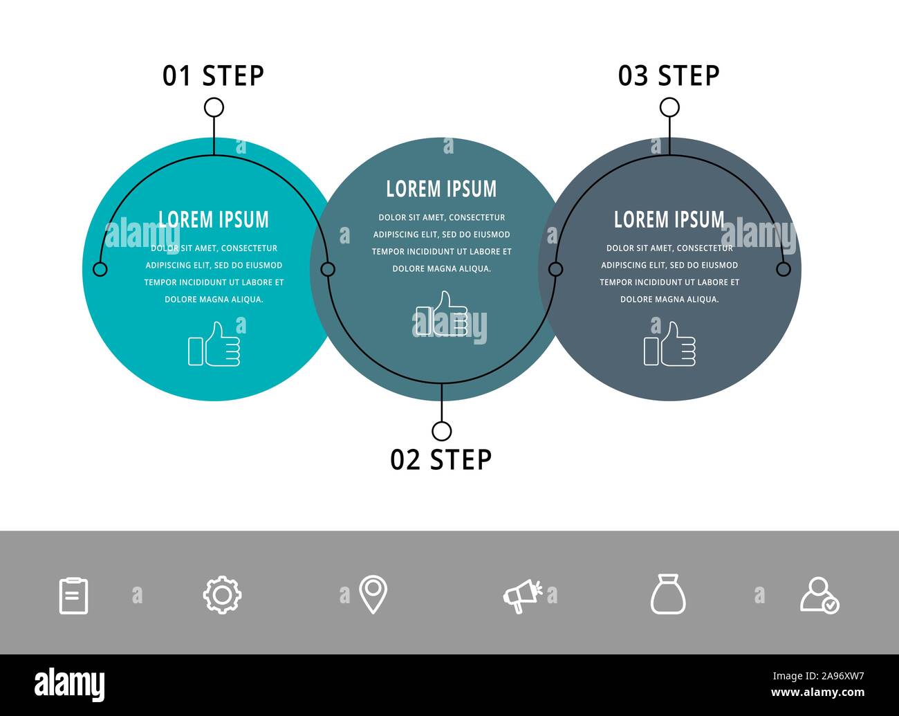 Vector flat template circle infographics. Business concept with 3 ...