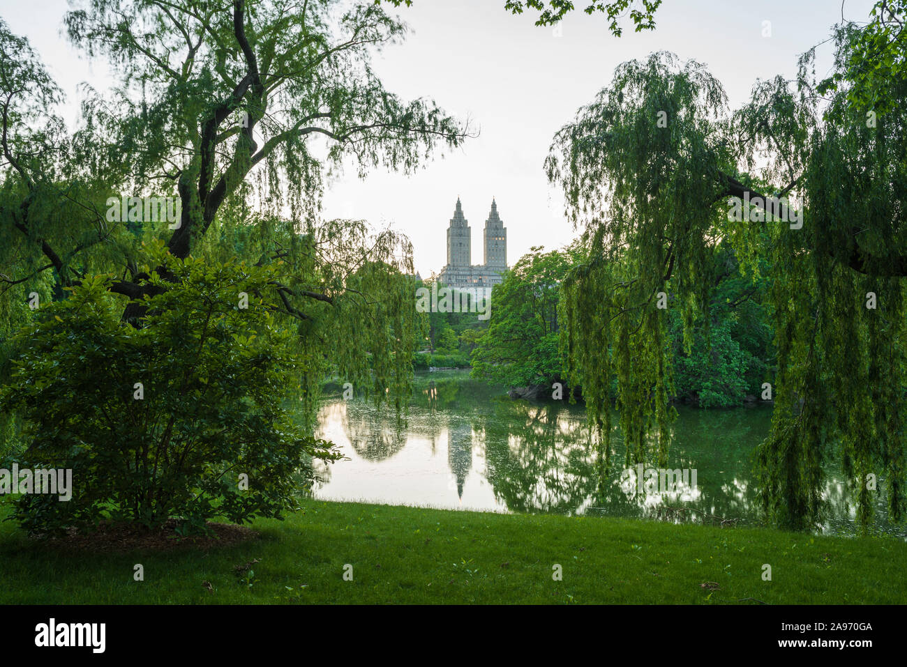 lake in central park / iconic building behind / a classic viewpoint ...