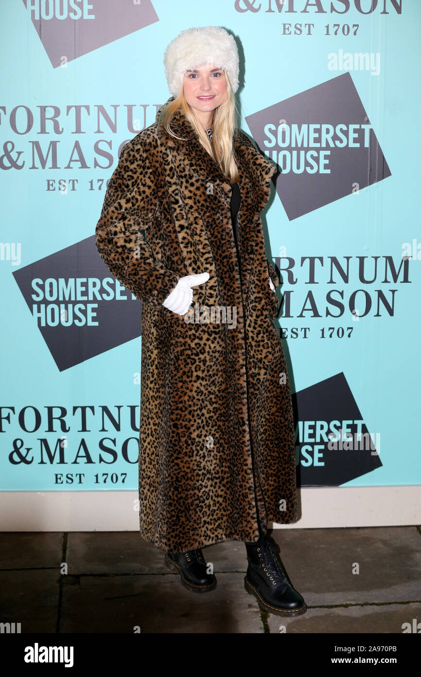 Joanna Vanderham arriving at the launch of Skate at Somerset House with Fortnum & Mason, at Somerset House, London. Stock Photo