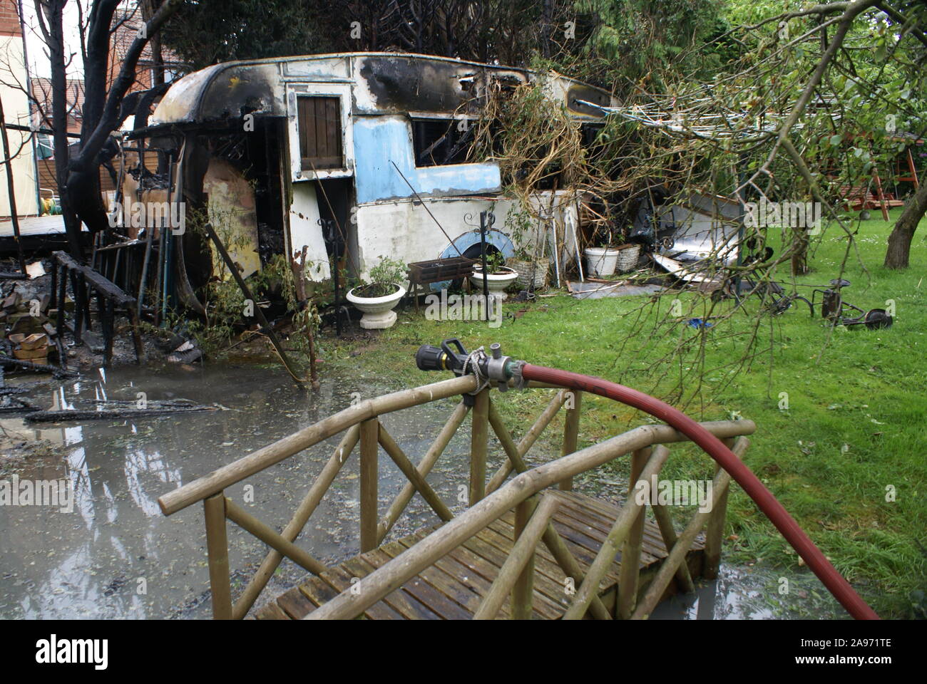 gas explosion in caravan Stock Photo Alamy