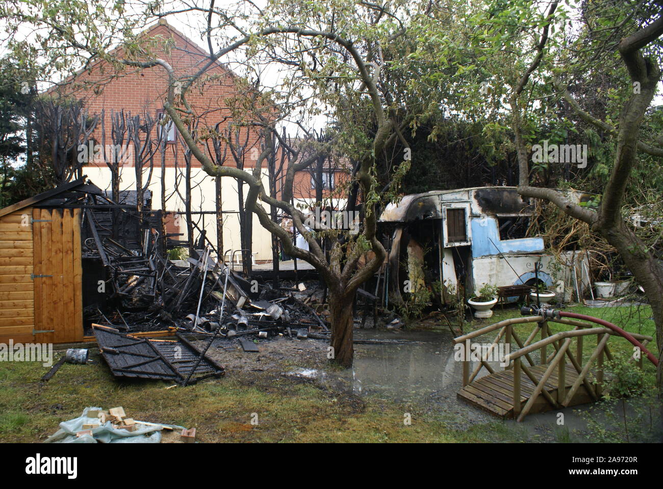 gas explosion in caravan Stock Photo Alamy