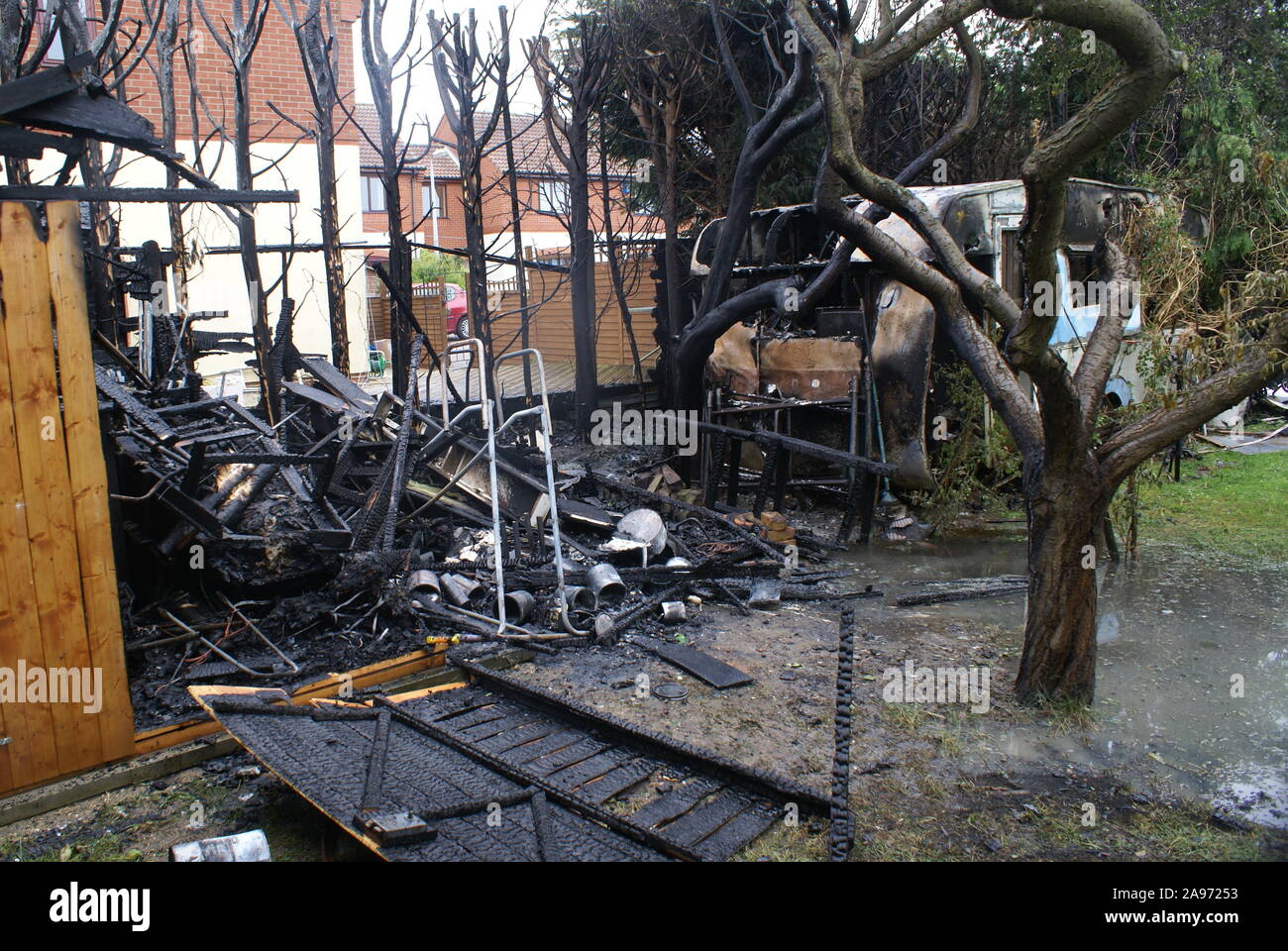 gas explosion in caravan Stock Photo Alamy