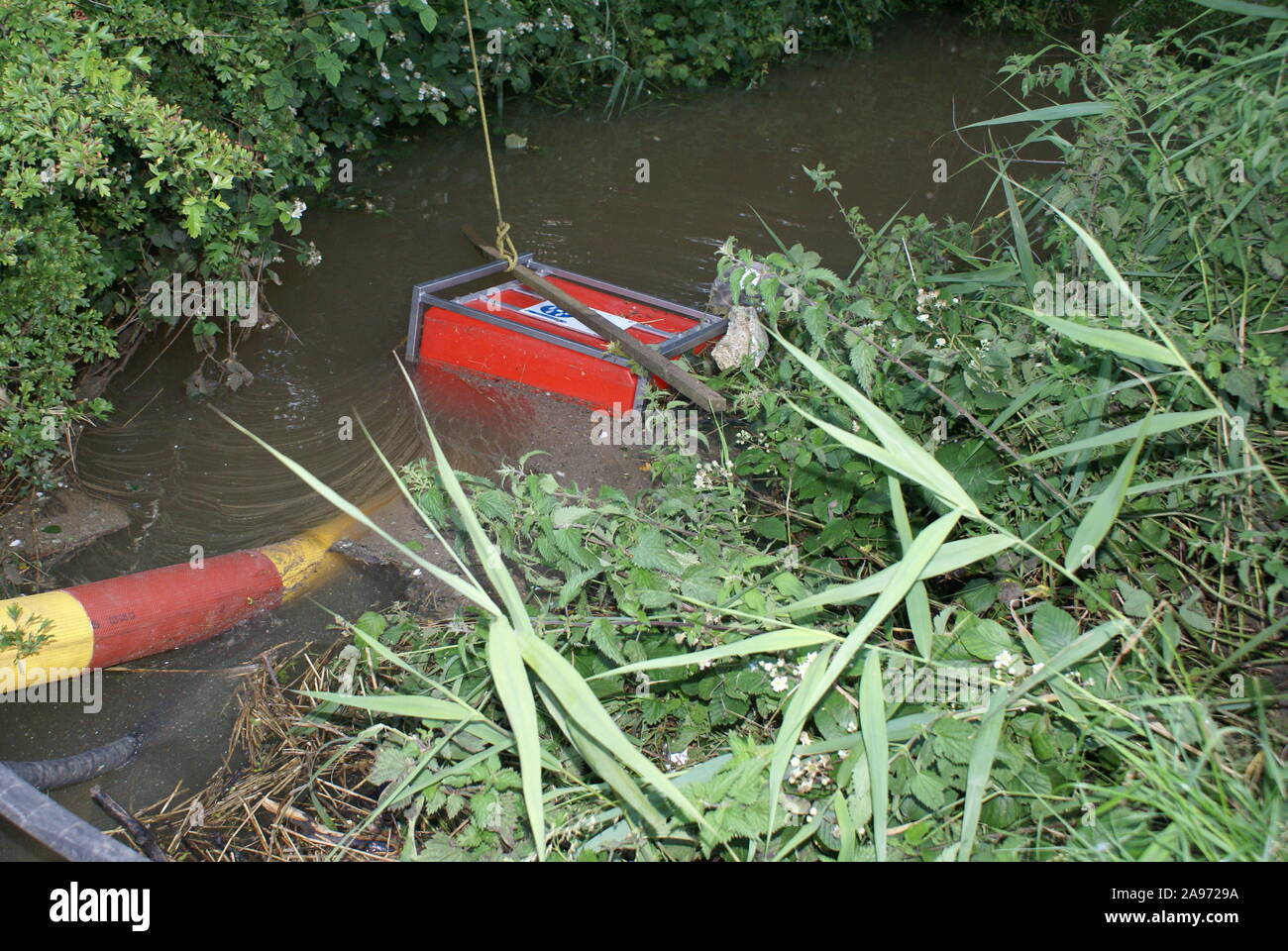 flood disaster zone, water pumping equipment Stock Photo Alamy