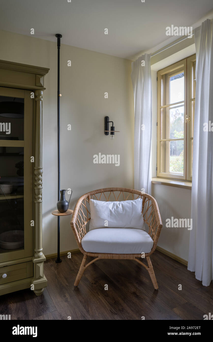 Modern Light Cosy Hotel Guest House Interior with Chair and Window Stock Photo Alamy