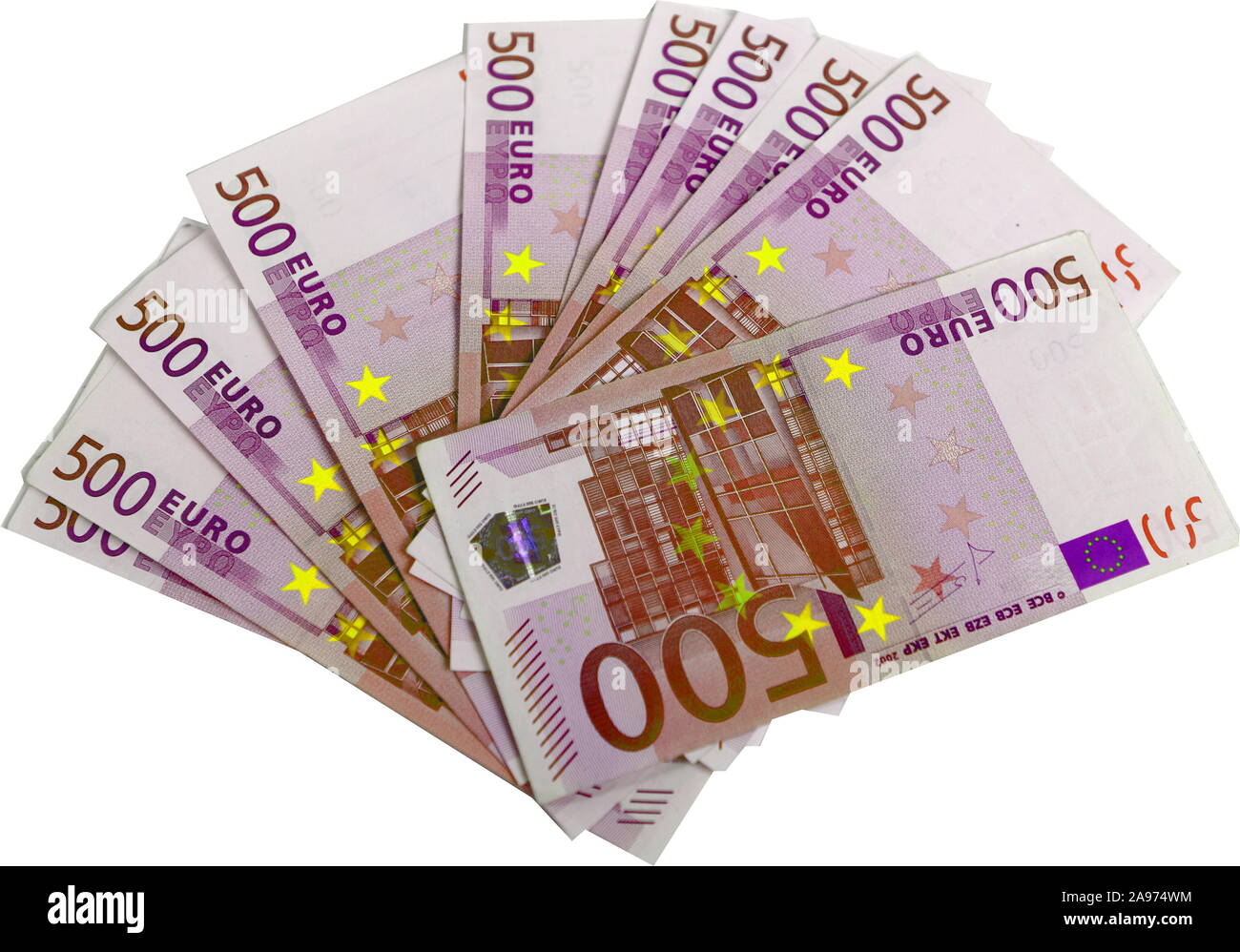 500 Euro Scheine werden aus dem Verkehr gezogen. Stock Photo