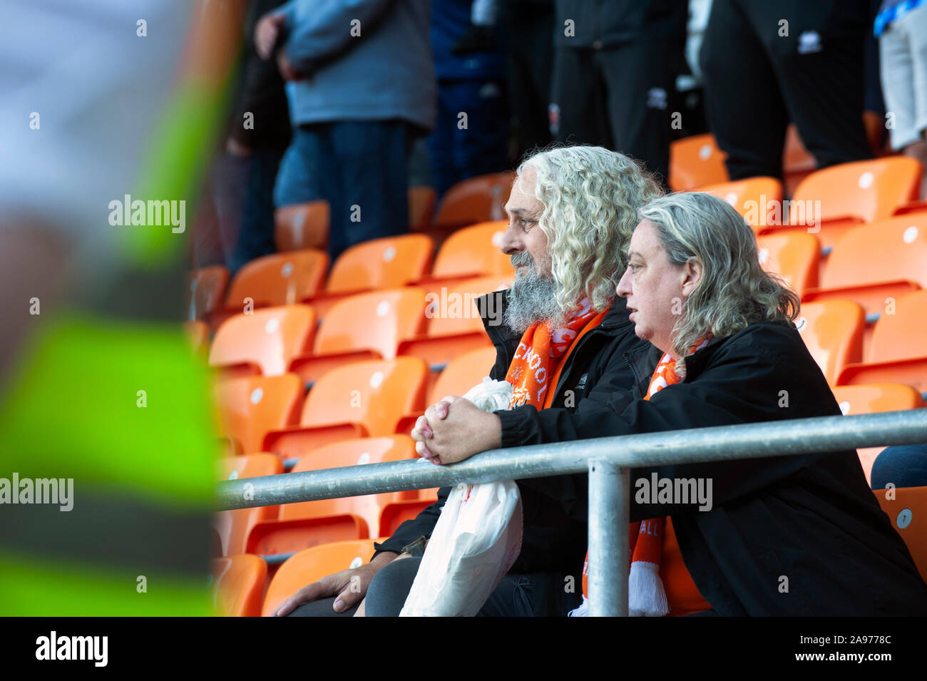 Football Supporters are watching the game at Blackpool Football Club Stock Photo