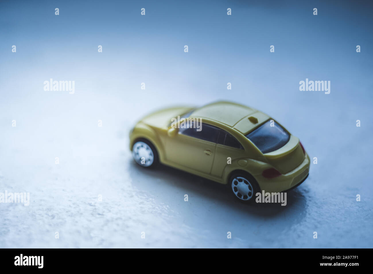 Car on the sleet winter road, side view Stock Photo